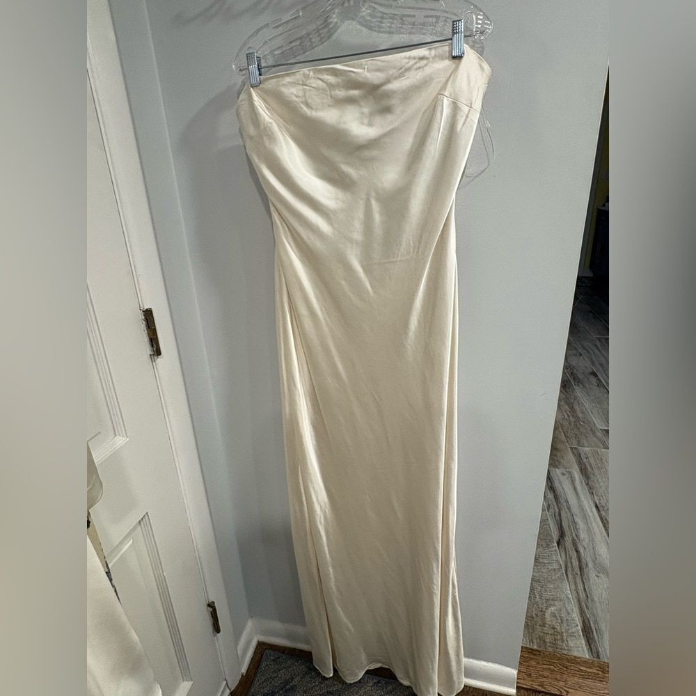 Showpo Elegant Cream Satin Gown
